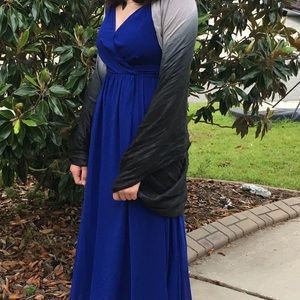 Royal blue, spaghetti strap prom dress. Light, easy to move in. Only worn once.